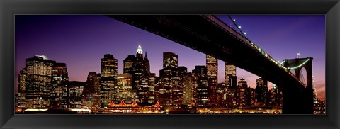 Framed Night Brooklyn Bridge Skyline New York City NY USA Print