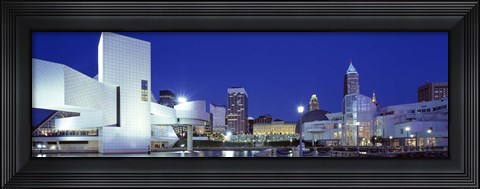 Framed Buildings lit up, Cleveland, Ohio Print