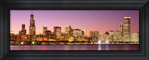 Framed Dusk Skyline Chicago IL USA Print