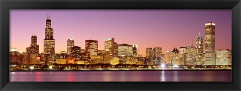 Framed Dusk Skyline Chicago IL USA Print