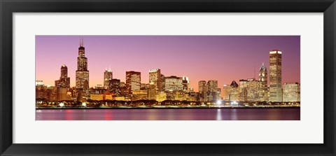 Framed Dusk Skyline Chicago IL USA Print