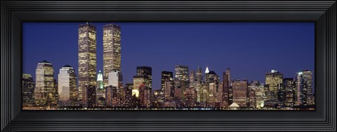 Framed Skyline with World Trade Center at Night Print