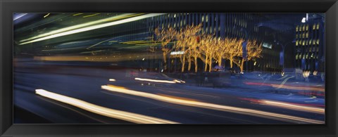 Framed Traffic On The Street At Night, Sixth Avenue, Manhattan, NYC, New York City, New York State, USA Print