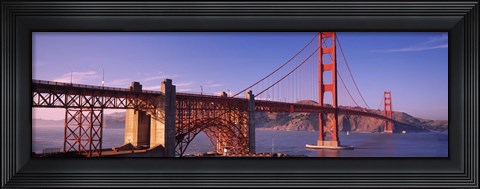 Framed Suspension bridge at dusk, Golden Gate Bridge, San Francisco, Marin County, California, USA Print