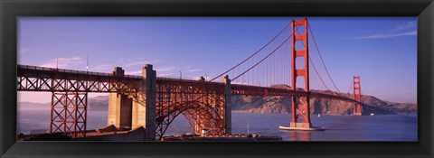 Framed Suspension bridge at dusk, Golden Gate Bridge, San Francisco, Marin County, California, USA Print