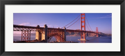 Framed Suspension bridge at dusk, Golden Gate Bridge, San Francisco, Marin County, California, USA Print