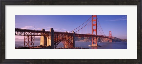 Framed Suspension bridge at dusk, Golden Gate Bridge, San Francisco, Marin County, California, USA Print