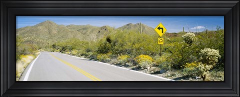 Framed Directional signboard at the roadside, McCain Loop Road, Tucson Mountain Park, Tucson, Arizona, USA Print