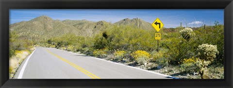 Framed Directional signboard at the roadside, McCain Loop Road, Tucson Mountain Park, Tucson, Arizona, USA Print