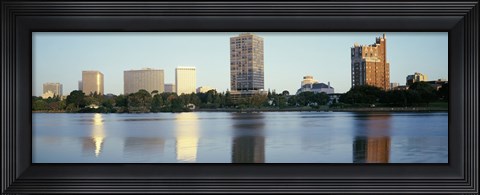 Framed Lake Merritt with skyscrapers, Oakland, California Print