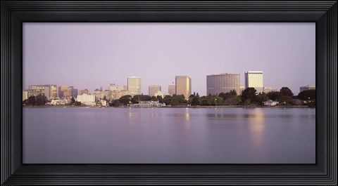 Framed Reflection of skyscrapers in Lake Merritt, Oakland, California Print