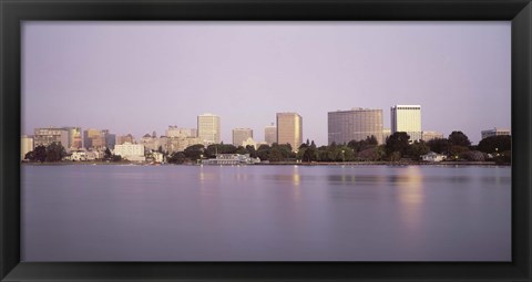 Framed Reflection of skyscrapers in Lake Merritt, Oakland, California Print