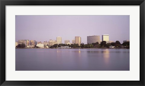 Framed Reflection of skyscrapers in Lake Merritt, Oakland, California Print