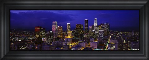 Framed Skyscrapers lit up at night, City Of Los Angeles, California, USA Print