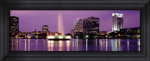 Framed View Of A City Skyline At Night, Orlando, Florida, USA Print