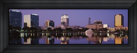 Framed Office Buildings Along The Lake, Lake Eola, Orlando, Florida, USA Print