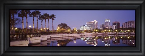 Framed Reflection Of Buildings In The Lake, Lake Luceme, Orlando, Florida, USA Print