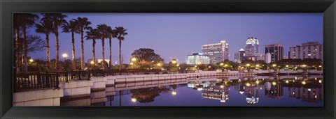 Framed Reflection Of Buildings In The Lake, Lake Luceme, Orlando, Florida, USA Print