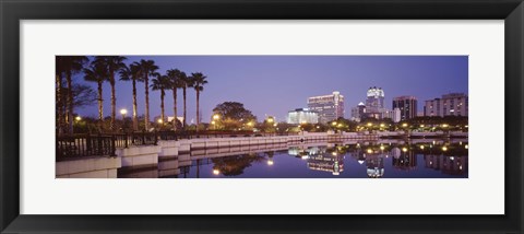 Framed Reflection Of Buildings In The Lake, Lake Luceme, Orlando, Florida, USA Print