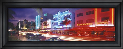 Framed Ocean Drive, Miami Beach, Miami, Florida, USA Print