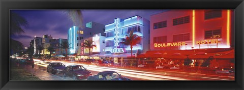 Framed Ocean Drive, Miami Beach, Miami, Florida, USA Print