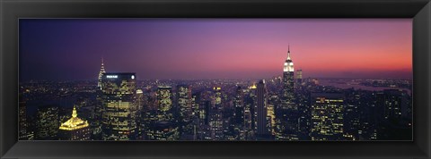 Framed Twilight, Aerial, NYC, New York City, New York State, USA Print