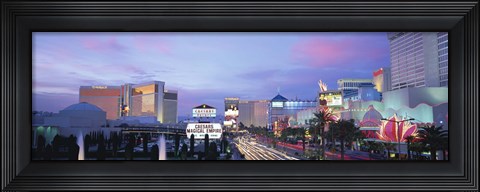 Framed Dark Blue Sky with Pink Coulds Over Las Vegas Print