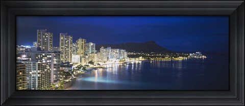 Framed Buildings On The Waterfront, Waikiki, Honolulu, Oahu, Hawaii, USA Print