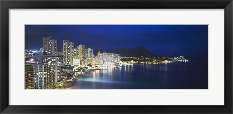 Framed Buildings On The Waterfront, Waikiki, Honolulu, Oahu, Hawaii, USA Print