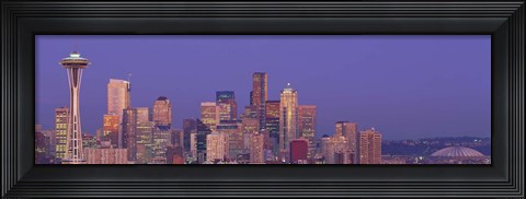 Framed USA, Washington, Seattle, cityscape at twilight Print