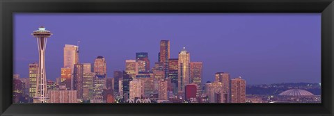 Framed USA, Washington, Seattle, cityscape at twilight Print