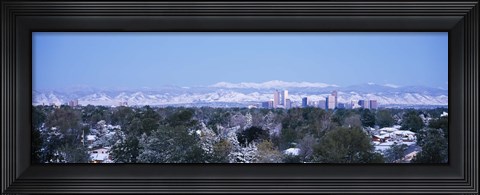 Framed Denver Skyline with Mountains Print
