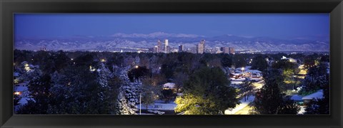 Framed Denver in winter, Colorado Print