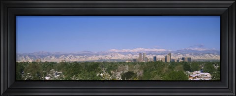 Framed Buildings in a city with a mountain range in the background, Denver, Colorado, USA Print