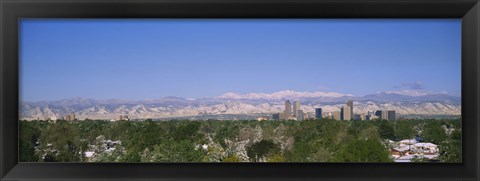 Framed Buildings in a city with a mountain range in the background, Denver, Colorado, USA Print