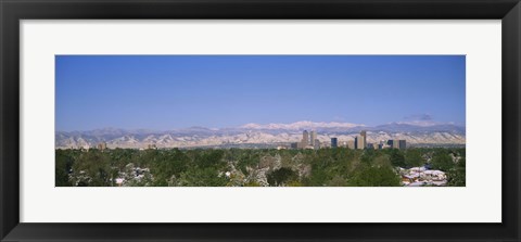 Framed Buildings in a city with a mountain range in the background, Denver, Colorado, USA Print