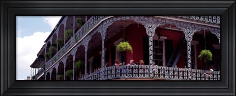 Framed People sitting in a balcony, French Quarter, New Orleans, Louisiana, USA Print