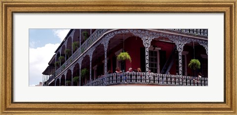 Framed People sitting in a balcony, French Quarter, New Orleans, Louisiana, USA Print