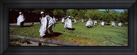 Framed USA, Washington DC, Korean War Memorial, Statues in the field Print
