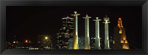 Framed Buildings lit up at night in a city, Bartle Hall, Kansas City, Jackson County, Missouri, USA Print