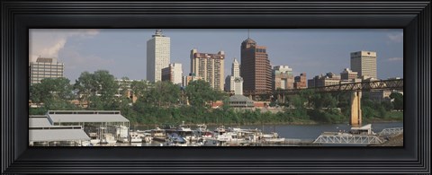 Framed Boats moored at a harbor, Mud Island, Memphis, Tennessee, USA Print