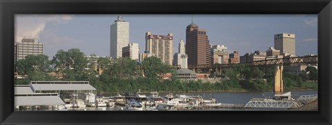 Framed Boats moored at a harbor, Mud Island, Memphis, Tennessee, USA Print