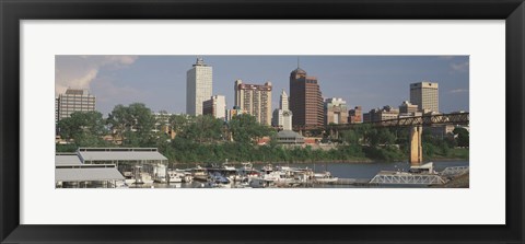 Framed Boats moored at a harbor, Mud Island, Memphis, Tennessee, USA Print