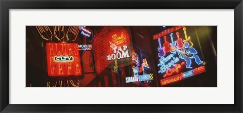 Framed Neon Signs, Beale Street, Memphis, Tennessee, USA Print