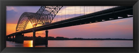 Framed Sunset, Hernandez Desoto Bridge And Mississippi River, Memphis, Tennessee, USA Print