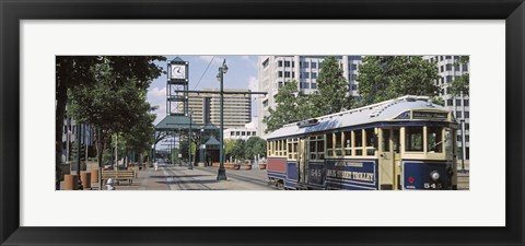 Framed View Of A Tram Trolley On A City Street, Court Square, Memphis, Tennessee, USA Print