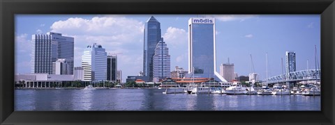 Framed Skyscrapers at the waterfront, Main Street Bridge, St. John&#39;s River, Jacksonville, Florida, USA Print