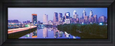 Framed Philadelphia Lit Up at Night Print