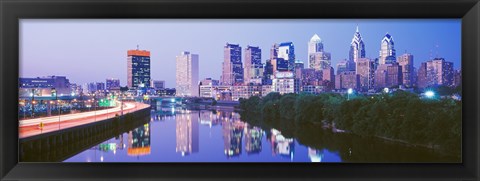 Framed Philadelphia Lit Up at Night Print