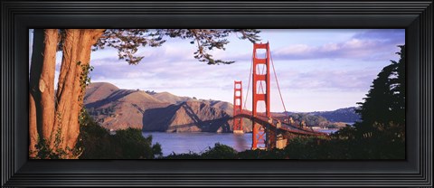 Framed Golden Gate Bridge with Mountains Print